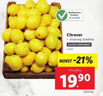 Lidl Citroner erbjuda