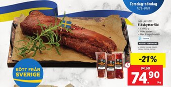Lidl SVEA LANTKÖTT Fläskytterfilé erbjuda