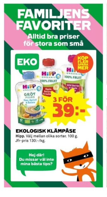 Coop Hipp barnmat erbjuda