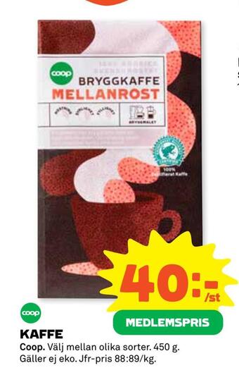 Coop Daglivs Kaffe erbjuda