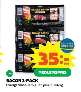 Coop Daglivs Bacon 3-pack erbjuda