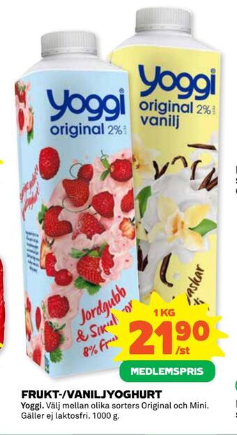 Coop Daglivs Frukt-/vaniljyoghurt erbjuda