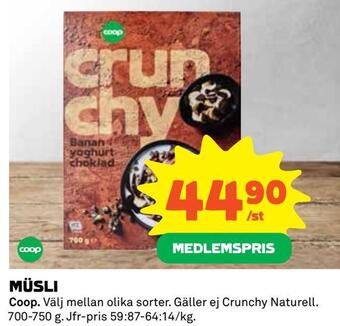 Coop Daglivs Müsli erbjuda