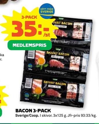 Coop Extra Bacon 3-pack erbjuda