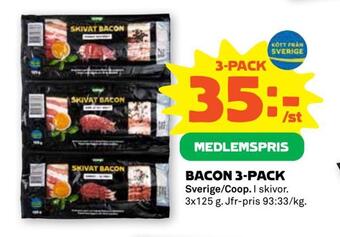 Coop Forum Bacon 3-pack erbjuda