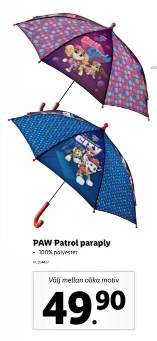 Lidl PAW Patrol paraply erbjuda