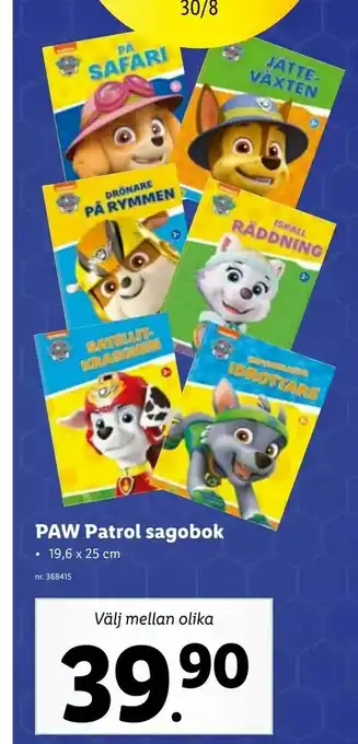 Lidl PAW Patrol sagobok erbjuda