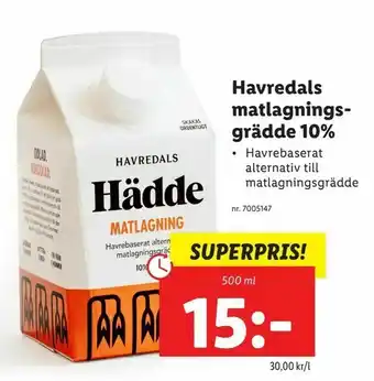 Lidl Havredals matlagningsgrädde 10% erbjuda