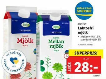 Lidl Laktosfri mjölk erbjuda