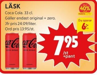 ICA Kvantum LÄSK Coca Cola. 33 cl. erbjuda