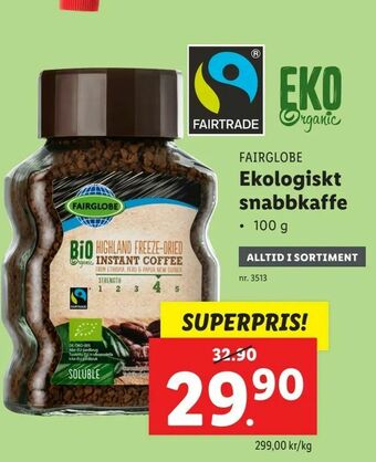 Lidl Ekologiskt snabbkaffe erbjuda