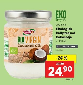 Lidl Ekologisk kallpressad kokosolja erbjuda