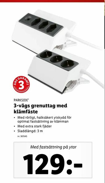 Lidl 3-vägs grenuttag med klämfäste erbjuda
