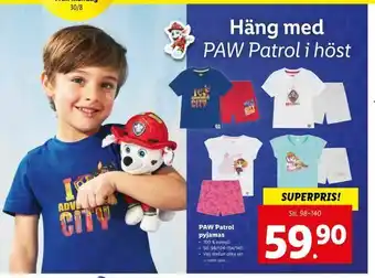 Lidl PAW Patrol pyjamas erbjuda