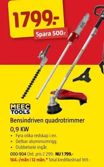 Jula MEEC TOOLS Bensindriven quadrotrimmer 0.9 KW erbjuda