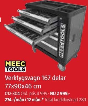 Jula Verktygsvagn 167 delar 77x90x46 cm erbjuda