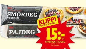 ICA Kvantum SMÖRDEG, PAJDEG erbjuda