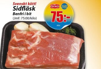 Extra Mjällby Stormarknad Svenskt kött! Sidfläsk Benfri i bit erbjuda