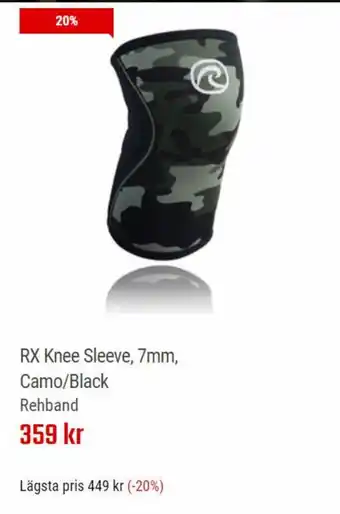 RX Knee Sleeve, 7mm, Camo/Black Rehband