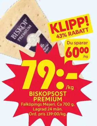 BISKOPSOST PREMIUM Falköpings Mejeri.