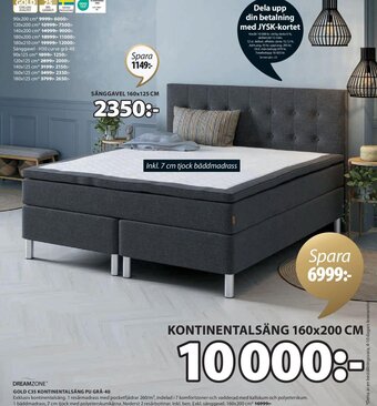 JYSK GOLD C35 KONTINENTALSÄNG PU GRÅ-40 erbjuda