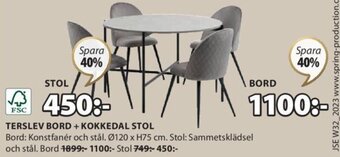 JYSK TERSLEV BORD + KOKKEDAL STOL erbjuda