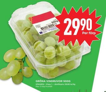 Willys Gröna vindruvor 500g erbjuda