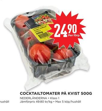 Willys Cocktailtomater på kvist 500g erbjuda
