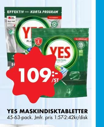 ÖoB Yes maskindisktabletter erbjuda