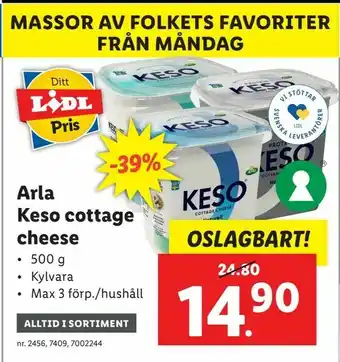 Lidl Arla Keso cottage cheese erbjuda
