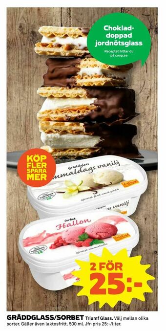 Coop Extra Gräddglass/sorbet erbjuda