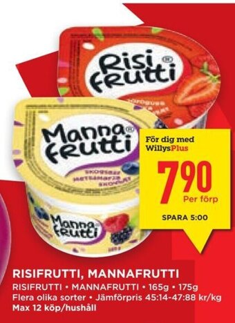 Willys Hemma RISIFRUTTI, MANNAFRUTTI erbjuda