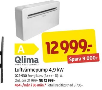 Jula Qlima värmepump erbjuda