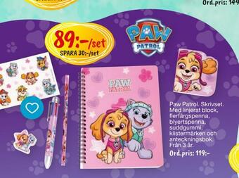 Leklust Paw patrol skrivset erbjuda