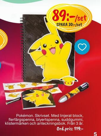 Leklust Pokémon skrivset erbjuda