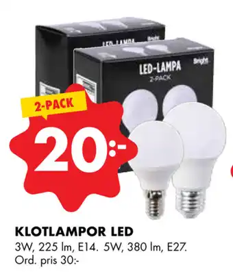 ÖoB Klotlampor LED 2-pack erbjuda
