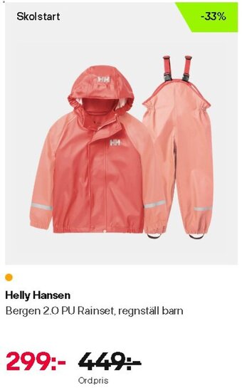 XXL Helly Hansen Bergen 2.0 PU Rainset, regnställ barn erbjuda