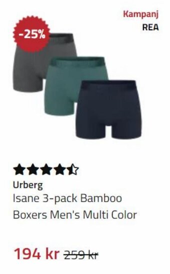 Urberg Isane 3-pack Bamboo Boxers Men's Multi Color