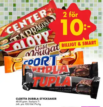 ÖoB Cloetta Dubbla Stycksaker 48-50 gram erbjuda
