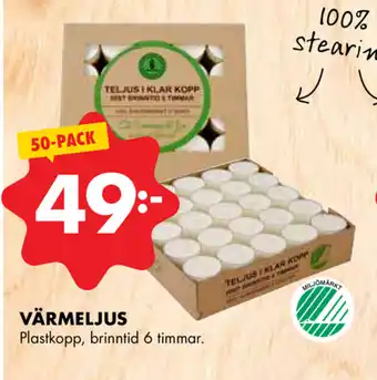 Plastkopp Värmeljus 50-pack