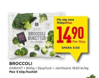 Willys Garant Broccoli 800g erbjuda