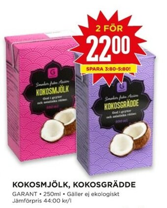 Willys Garant Kokosmjölk, Kokosgrädde 250ml erbjuda