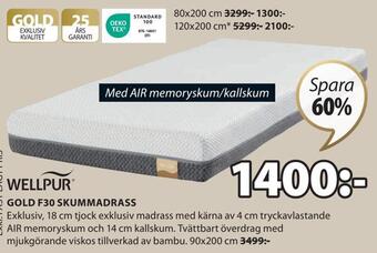 JYSK Gold f30 skummadrass erbjuda