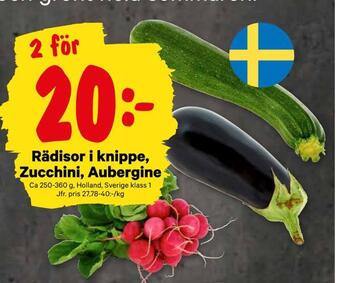 City Gross Rädisor i knippe, zucchini, aubergine erbjuda
