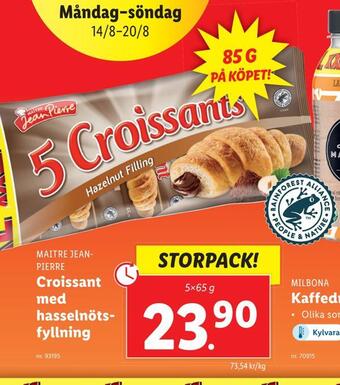 Lidl Croissant med hasselnöts fyllning erbjuda