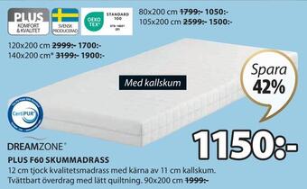 JYSK Plus f60 skummadrass erbjuda