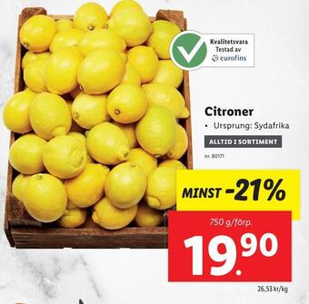 Lidl Citroner erbjuda