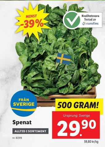Lidl Spenat erbjuda