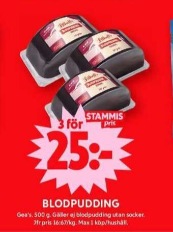 ICA Maxi Geas blodpudding erbjuda
