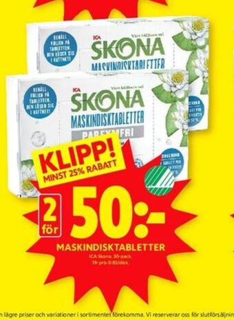 ICA Kvantum Skona diskmaskintabs erbjuda